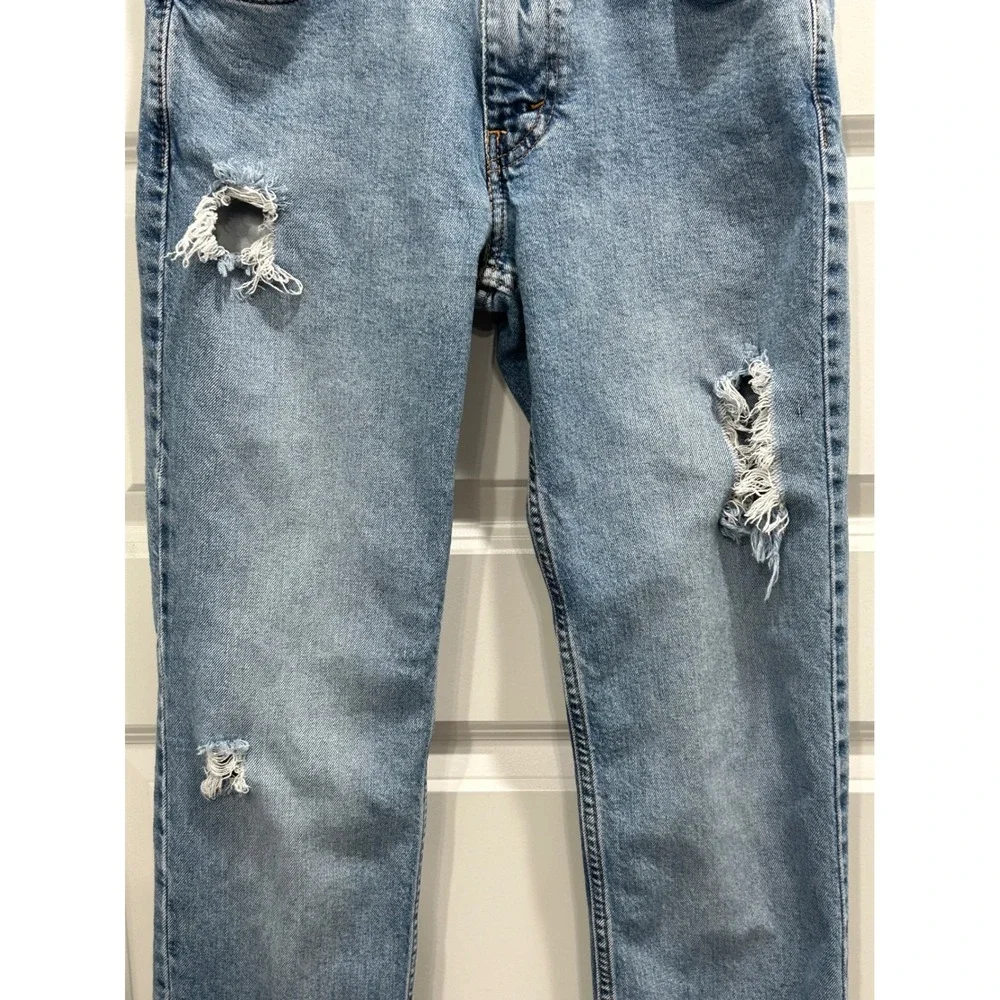 Levi's 511 Slim Fit Jeans Mens 29x32 Light Blue Distressed Ripped Denim